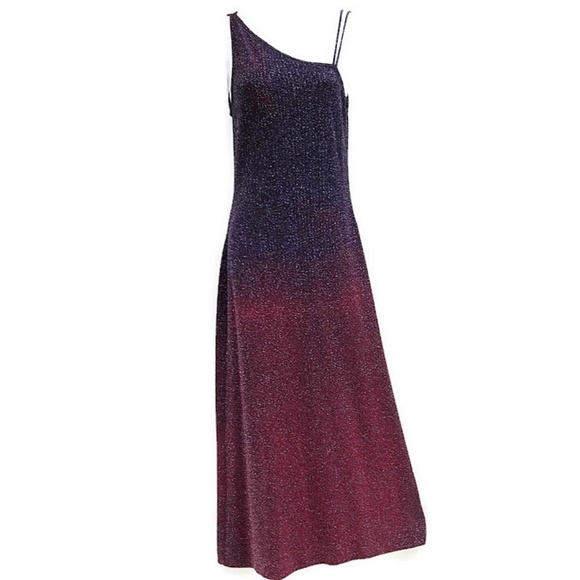 LuReX Vintage Cache Gown Maxi Dress Glitter Umbre Purple Side Zip USA - Picture 2 of 8